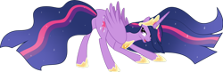 Size: 1280x415 | Tagged: safe, artist:helenosprime, derpibooru import, princess twilight 2.0, twilight sparkle, twilight sparkle (alicorn), alicorn, the last problem, butt, crown, ethereal mane, face down ass up, female, jewelry, lidded eyes, looking at you, older, older twilight, plot, regalia, solo, stupid sexy twilight, twibutt