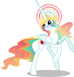 Size: 1280x1323 | Tagged: safe, artist:helenosprime, oc, oc only, oc:bonniecorn, alicorn, pony, alicorn oc, bonnie zacherle, ethereal mane, female, glasses, halo, mare, rearing, simple background, solo, transparent background