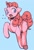 Size: 480x700 | Tagged: safe, artist:iizuna, derpibooru import, pinkie pie, earth pony, pony, blue background, cute, diapinkes, female, mare, music notes, open mouth, simple background, solo