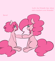 Size: 850x950 | Tagged: safe, artist:askfriendlypinkie, derpibooru import, pinkie pie, earth pony, pony, duality, self ponidox, tumblr:ask-pinkie-polkadot-pie