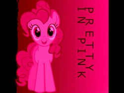 Size: 480x360 | Tagged: safe, derpibooru import, pinkie pie, earth pony, pony, female, looking at you, mare, pink background, pretty in pink, simple background, smiling, solo