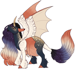 Size: 2350x2144 | Tagged: safe, artist:sleepy-nova, oc, oc:golden awakening, seraph, bat wings, cloven hooves, hybrid wings, multiple wings, simple background, solo, transparent background, unshorn fetlocks, wings