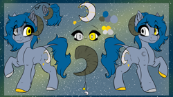 Size: 3840x2160 | Tagged: safe, artist:missclaypony, oc, earth pony, pony, female, horns, mare, reference sheet, solo