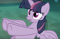 Size: 1432x943 | Tagged: safe, screencap, mean twilight sparkle, the mean 6, cropped, pushing, solo, spread wings, underhoof, wings