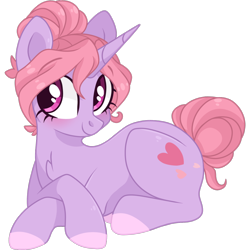 Size: 2048x2048 | Tagged: safe, artist:cinnamontee, oc, oc only, oc:maple blush, pony, unicorn, female, hair bun, mare, prone, simple background, solo, transparent background