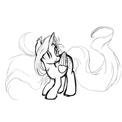 Size: 1000x1000 | Tagged: safe, artist:skulifuck, oc, oc only, oc:penumbra, alicorn, alicorn oc, female, horn, lineart, mare, monochrome, simple background, solo, white background, wings