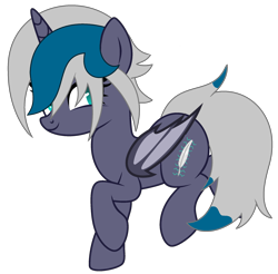 Size: 2173x2142 | Tagged: safe, artist:lazuli, artist:rukemon, oc, oc only, oc:elizabat stormfeather, alicorn, bat pony, bat pony alicorn, pony, alicorn oc, base used, bat pony oc, bat wings, commission, female, hair over one eye, horn, mare, raised hoof, raised leg, simple background, solo, transparent background, wings