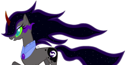 Size: 1333x688 | Tagged: safe, artist:katsuforov-chan, artist:shiiazu, oc, oc only, oc:somber moon, unicorn, female, mare, offspring, parent:king sombra, parent:nightmare moon, parents:sombramoon, simple background, solo, sombra eyes, transparent background