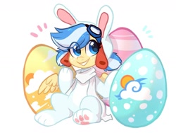 Size: 1600x1200 | Tagged: safe, artist:colorfulcolor233, oc, oc only, pegasus, pony, animal costume, bunny costume, clothes, costume, easter egg, paw prints, solo