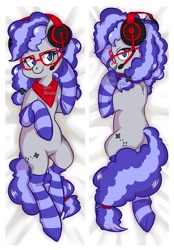 Size: 873x1256 | Tagged: safe, artist:beantoebean, artist:spetu, oc, oc only, oc:cinnabyte, earth pony, pony, body pillow, clothes, socks, solo, striped socks