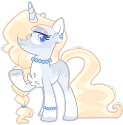 Size: 2310x2346 | Tagged: safe, artist:kurosawakuro, oc, oc only, pony, unicorn, base used, bracelet, ear piercing, earring, female, jewelry, magical lesbian spawn, mare, necklace, offspring, parent:derpy hooves, parent:rarity, parents:derpity, pearl necklace, piercing, simple background, solo, transparent background