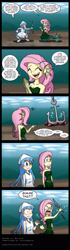 Size: 950x3407 | Tagged: safe, artist:niban-destikim, fluttershy, mermaid, equestria girls, anchor, angry, bubble, clothes, comic, commission, crossover, crushed, dialogue, dress, drill, duo, duo female, earfins, eyes closed, female, flower, flutterrage, frown, grabbing, hypocritical humor, ika musume, mermaidized, ocean, open mouth, pointing, revenge, smiling, species swap, speech bubble, squid girl, this will end in death, this will end in tears, this will end in tears and/or death, underwater, wide eyes