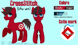 Size: 1500x876 | Tagged: safe, artist:thanhvy15599, oc, oc:cross stitch, unicorn, commission, male, reference sheet