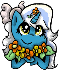 Size: 509x601 | Tagged: safe, artist:callmenoki, oc, oc:fleurbelle, alicorn, alicorn oc, bow, female, flower, flower in hair, golden eyes, hair bow, horn, mare, simple background, smiling, transparent background, wingding eyes, wings