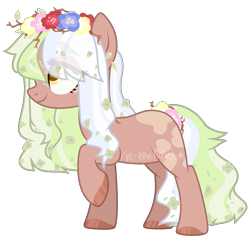 Size: 2331x2248 | Tagged: safe, alternate version, artist:m-00nlight, oc, oc only, earth pony, pony, commission, female, floral head wreath, flower, mare, simple background, solo, transparent background