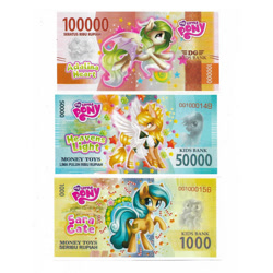 Size: 700x700 | Tagged: safe, oc, oc:adalina heart, oc:heavens light, oc:sara cate, fake money, indonesia, indonesian, rupiah