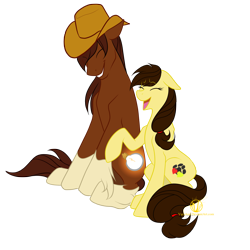 Size: 2000x2000 | Tagged: safe, artist:varaan, oc, oc only, oc:alana pallaton-hooves, oc:hopefull light, earth pony, pony, brother and sister, eyes closed, female, hat, male, mare, open mouth, siblings, simple background, stallion, transparent background