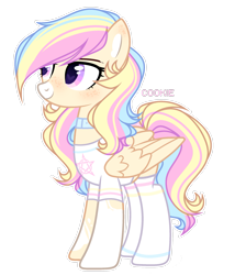 Size: 2265x2648 | Tagged: safe, artist:lazuli, oc, oc only, pegasus, pony, choker, clothes, heart eyes, multicolored hair, pegasus oc, rainbow hair, simple background, socks, solo, transparent background, wingding eyes, wings