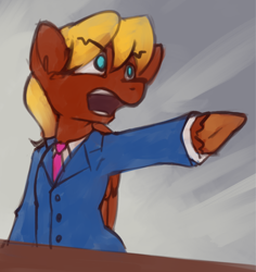 Size: 788x833 | Tagged: safe, artist:marsminer, oc, oc only, oc:soul harmony, pony, ace attorney, objection, phoenix wright