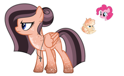 Size: 1024x628 | Tagged: safe, artist:sapphiretwinkle, derpibooru import, pinkie pie, oc, oc:peach melba, earth pony, pegasus, pony, base used, female, magical lesbian spawn, mare, offspring, parent:oc:peach melba, parent:pinkie pie, parents:canon x oc, simple background, transparent background