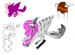 Size: 1759x1293 | Tagged: safe, artist:asianfluff, oc, oc:cotton cloud, hybrid, draconequus hybrid, interspecies offspring, offspring, parent:discord, parent:fluttershy, parents:discoshy, reference, solo