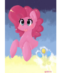 Size: 835x1000 | Tagged: safe, artist:kryssixx, derpibooru import, pinkie pie, earth pony, pony, :p, bust, cute, cutie mark, diapinkes, female, mare, solo, tongue out