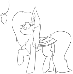 Size: 2346x2356 | Tagged: safe, artist:skylarpalette, oc, oc only, oc:skylar night, bat pony, bat pony oc, bat wings, big ears, fangs, fluffy, food, full body, long mane, mango, simple background, sketch, transparent background, walking, wings