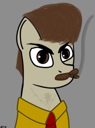 Size: 802x1080 | Tagged: safe, artist:dayyr, oc, earth pony, pony, cigarette, clothes, costume, facial hair, male, moustache, smoking, solo, stallion