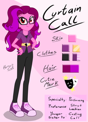 Size: 1800x2500 | Tagged: safe, artist:horsecat, oc, oc only, oc:curtain call, equestria girls, reference sheet, solo