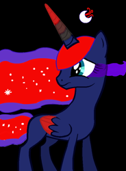 Size: 534x726 | Tagged: safe, artist:rosienature123, oc, oc:midnight magic, alicorn, alicorn oc, colored wings, horn, offspring, parent:king sombra, parent:princess luna, parents:lumbra, solo, wings