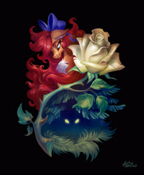 Size: 2516x3052 | Tagged: safe, artist:holivi, oc, oc only, pony, bust, flower, glowing eyes, rose, solo