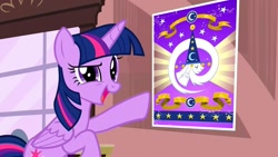 Size: 1280x720 | Tagged: safe, derpibooru import, screencap, twilight sparkle, twilight sparkle (alicorn), alicorn, three's a crowd, poster, solo