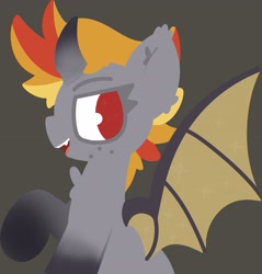 Size: 2622x2744 | Tagged: safe, artist:moonydusk, oc, oc only, oc:luminous dunes, alicorn, bat pony, bat pony alicorn, alicorn oc, bat wings, burning mare, freckles, gray background, horn, simple background, solo, wings