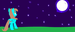 Size: 1448x622 | Tagged: safe, artist:justarandompegasus, oc, oc:star chaser, pegasus, full moon, moon, night, pegasus oc, solo, stars, wings