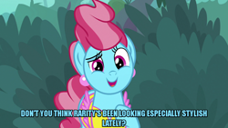 Size: 1280x720 | Tagged: safe, edit, edited screencap, editor:jaredking203, screencap, cup cake, earth pony, pony, the big mac question, caption, female, image macro, mare, meme, solo, text, tomodachi life