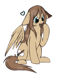Size: 754x993 | Tagged: safe, artist:chimeeri, oc, oc only, pegasus, pony, cookie, eyelashes, female, floppy ears, food, heart, mare, pegasus oc, simple background, smiling, solo, transparent background, wings