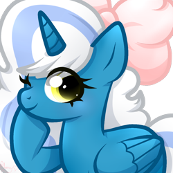 Size: 894x894 | Tagged: safe, artist:cherryessence, oc, oc:fleurbelle, alicorn, adorabelle, alicorn oc, bow, cute, female, golden eyes, hair bow, horn, mare, simple background, smiling, smiling at you, transparent background, wingding eyes, wings, winking at you