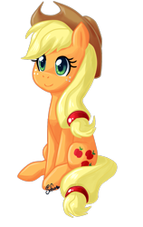 Size: 825x1307 | Tagged: safe, artist:sofua, derpibooru import, applejack, earth pony, pony, cute, female, jackabetes, mare, simple background, sitting, solo, transparent background