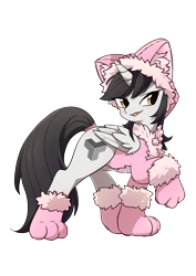 Size: 1926x2716 | Tagged: source needed, safe, artist:yukandasama, oc, oc only, oc:taikongjiyi, alicorn, pony, alicorn oc, behaving like a cat, black mane, clothes, female, horn, simple background, solo, tongue out, transparent background, wings