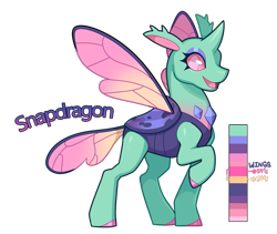 Size: 855x722 | Tagged: safe, artist:lastnight-light, oc, oc:snapdragon, changedling, changeling, female, reference sheet, simple background, solo, transparent background