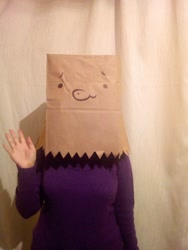 Size: 1536x2048 | Tagged: safe, artist:paperbagpony, oc, oc:paper bag, human, irl, irl human, paper bag, photo