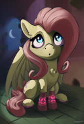 Size: 1619x2368 | Tagged: safe, artist:nookprint, derpibooru import, fluttershy, pegasus, pony, chest fluff, clothes, cute, shyabetes, socks, solo