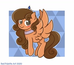 Size: 1280x1127 | Tagged: safe, artist:redpalette, oc, oc only, fly, insect, pegasus, cute, daaaaaaaaaaaw, female, food, jewelry, mare, orange, smiling, tiara