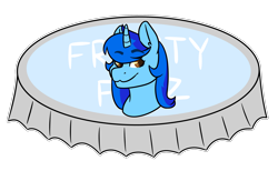 Size: 2764x1700 | Tagged: safe, artist:cinnerroll, pony, unicorn, bottlecap, simple background, solo, transparent background