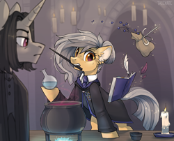 Size: 5400x4357 | Tagged: safe, artist:trickate, oc, oc:sugar space, earth pony, absurd resolution, crossover, female, harry potter, magic, magic wand, mare, potion, potion making, severus snape