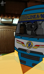 Size: 1080x1799 | Tagged: safe, artist:alexlobo70, oc, bus, driving, night, toyota, toyota coaster