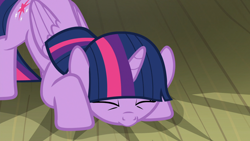 Size: 1920x1080 | Tagged: safe, screencap, twilight sparkle, twilight sparkle (alicorn), alicorn, horse play, apology, bowing, cute, female, grovelling, mare, solo, stage