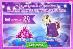 Size: 1039x696 | Tagged: safe, idw, flam, pony, unicorn, reflections, spoiler:comic, advertisement, gameloft, gem, idw showified, male, official, present, stallion
