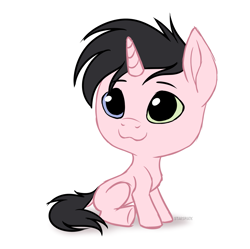 Size: 2599x2587 | Tagged: safe, artist:starshade, oc, oc only, oc:sucata, pony, unicorn, cute, full body, heterochromia, male, simple background, smiling, solo, white background