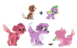 Size: 1271x796 | Tagged: safe, artist:unoriginai, spike, spike the regular dog, winona, cockroach, dog, insect, equestria girls, cute, female, male, offspring, parent:spike, parent:spike the dog, parent:spinona, parent:winona, puppy, shipping, spike the dog, spinona, straight